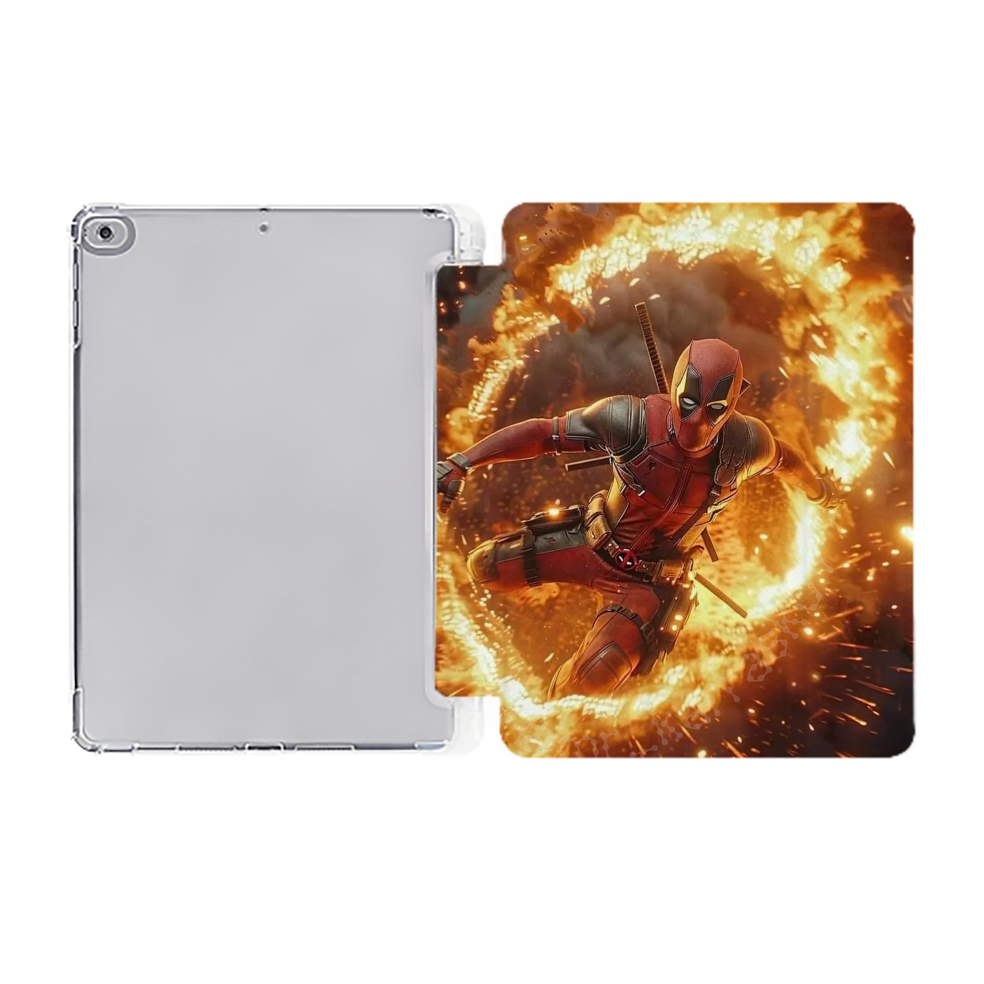 （画像用） Deadpool デッドプール IPad ケース ペン収納付き 三つ折りスタンド PUレザー×シリコン 対応機種9.5/10.5/10.9インチ